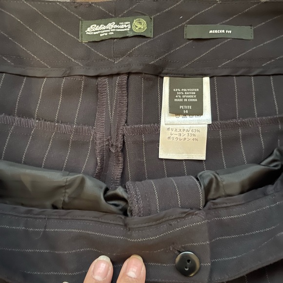 Eddie Bauer Black Pinstripe Pants 14P - Picture 2 of 3